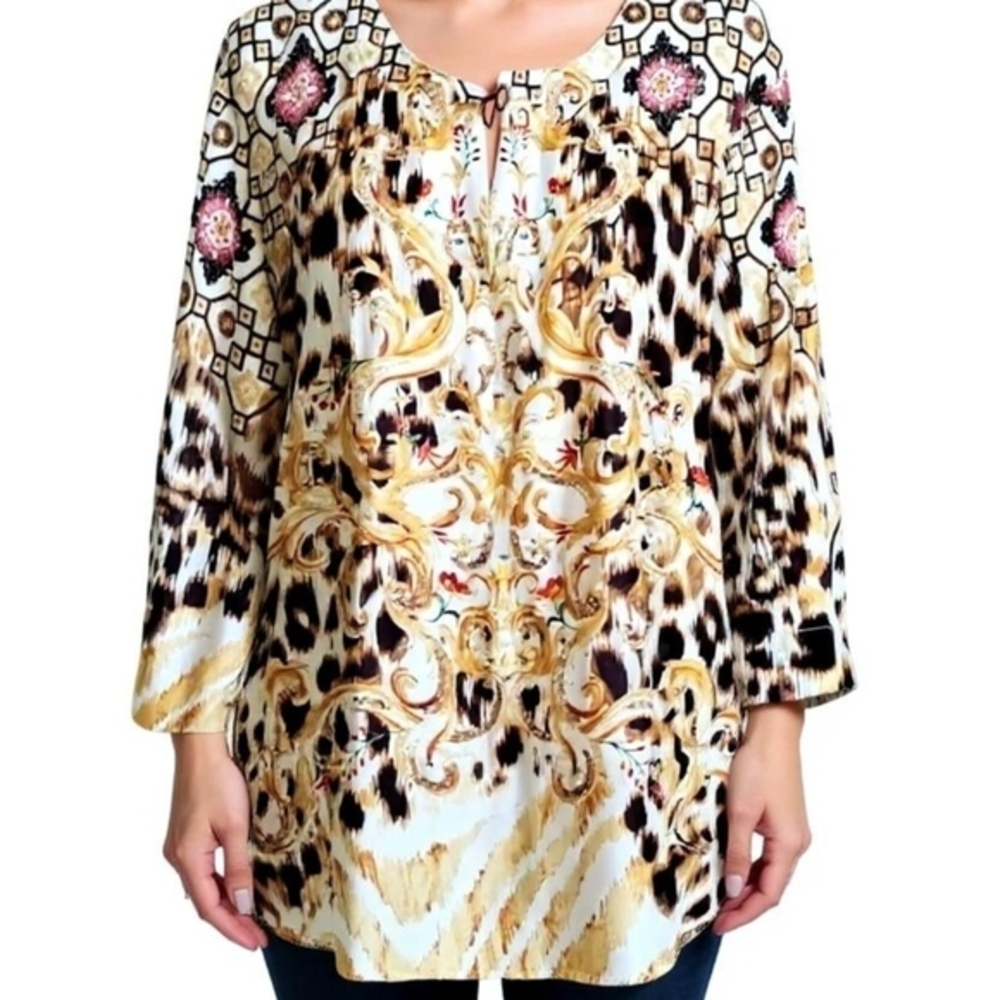 CHICO'S SEQUIN BAROQUE BLOUSE SZ XXL